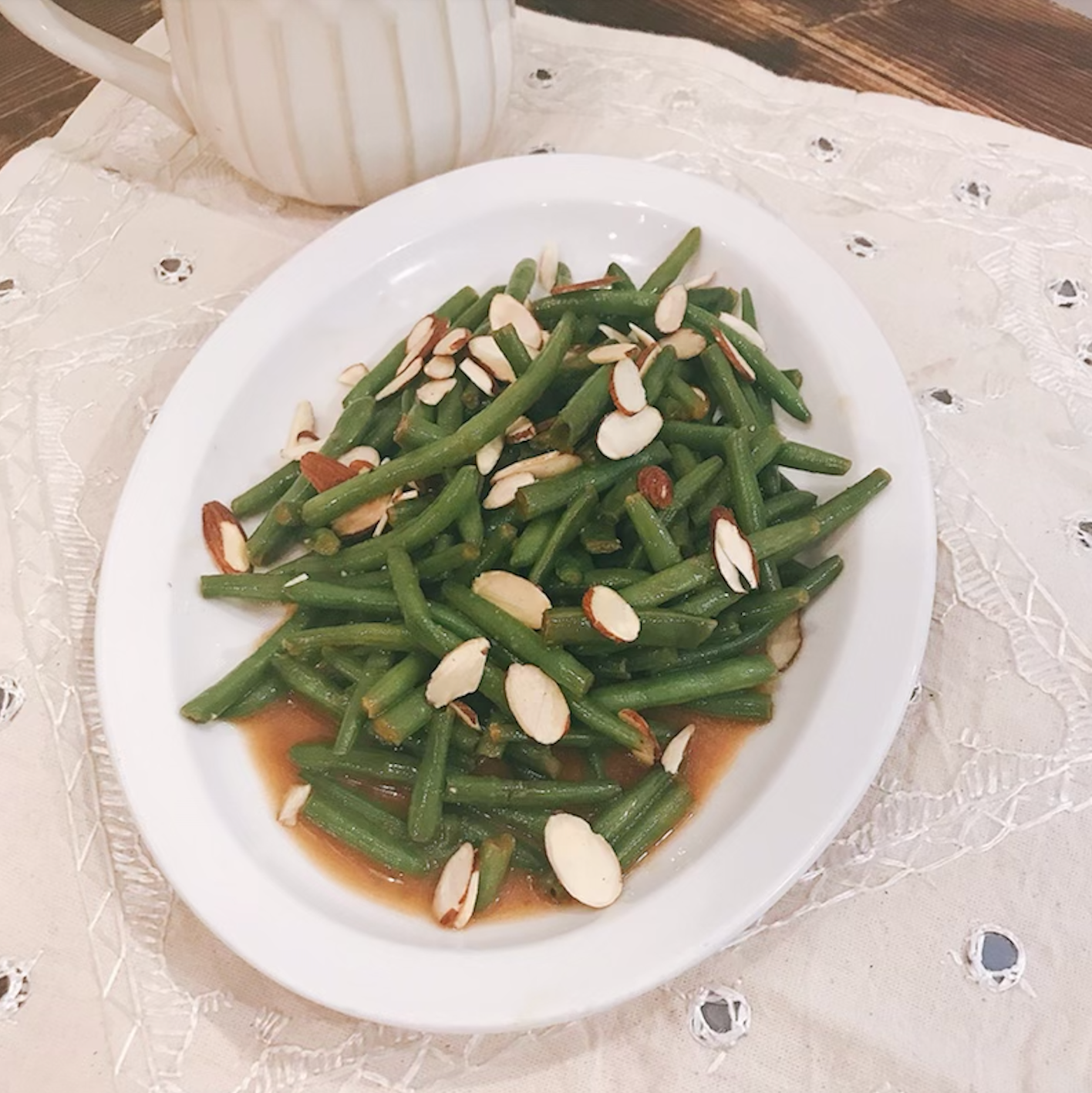WS3. Honey Almond Green Beans.. Green beans cooked al dente